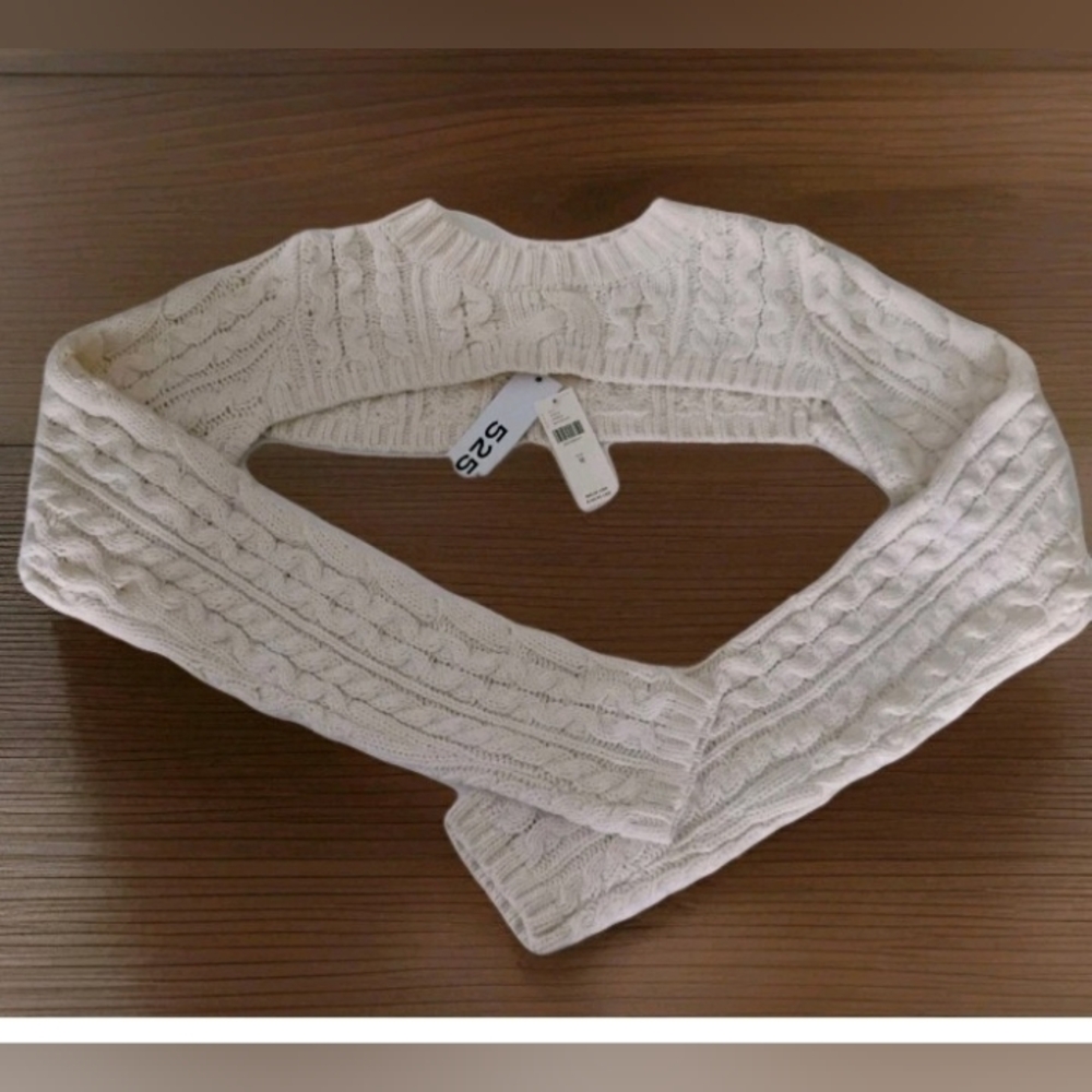 Anthropologie 525 Cable Knit Shoulder Shrug – Chalk White – Size Medium – NWT